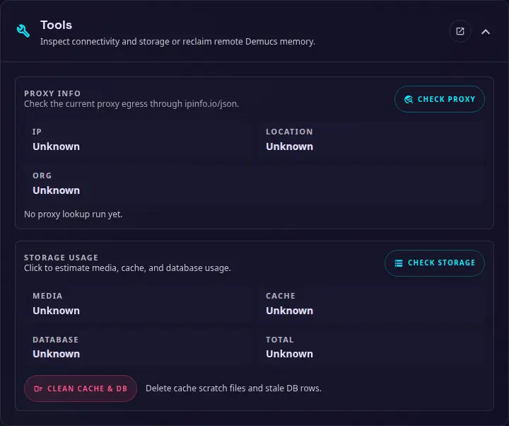 Tools settings