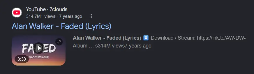 Example lyrics video