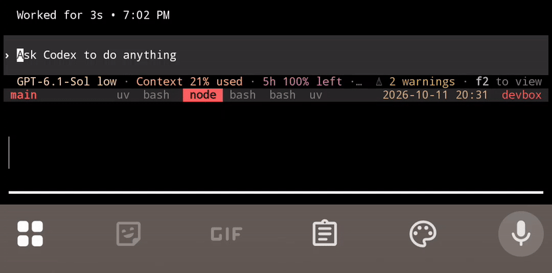 Termux text input and voice dictation demonstration