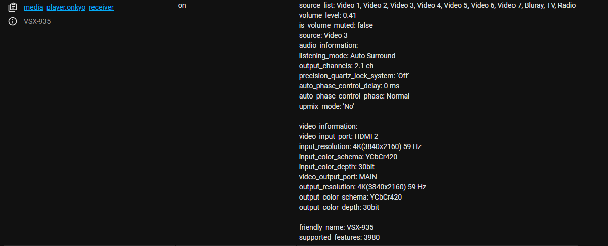 Receiver audio codec information used by the Onkyo EISCP integration