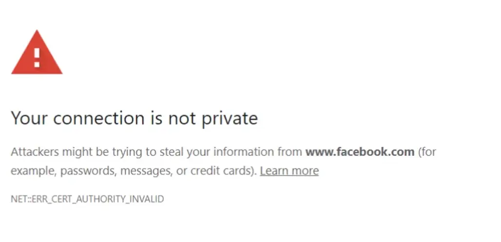 Browser rejects an untrusted certificate